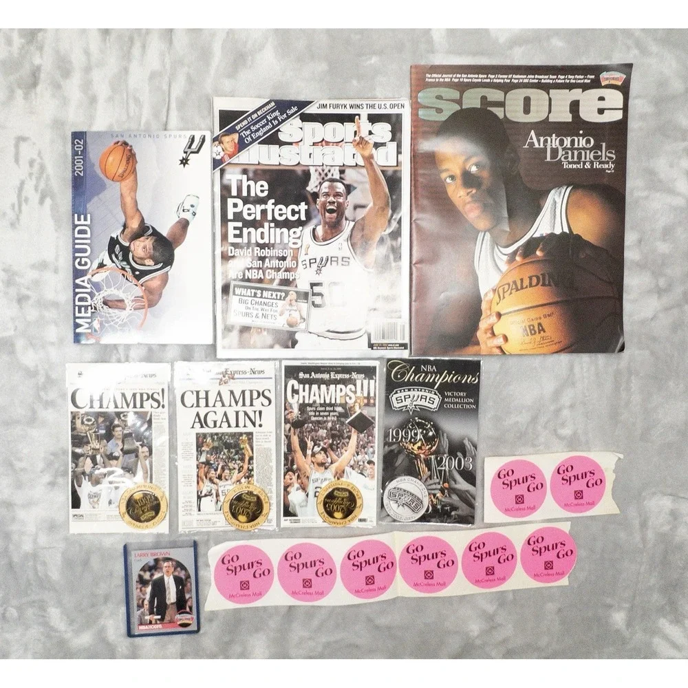 San Antonio Spurs Sports Memorabilia Championship Coins Magazines Stickers